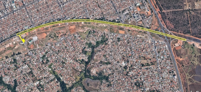Área demarcada em amarelo é a que sofrerá intervenção no trânsito | Foto: Divulgação/DER