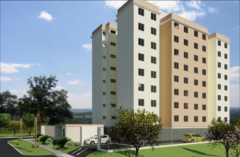 Apartamentos terão 46 metros quadrados, com dois quartos, sala, cozinha e banheiro | Foto: Divulgação/Codhab