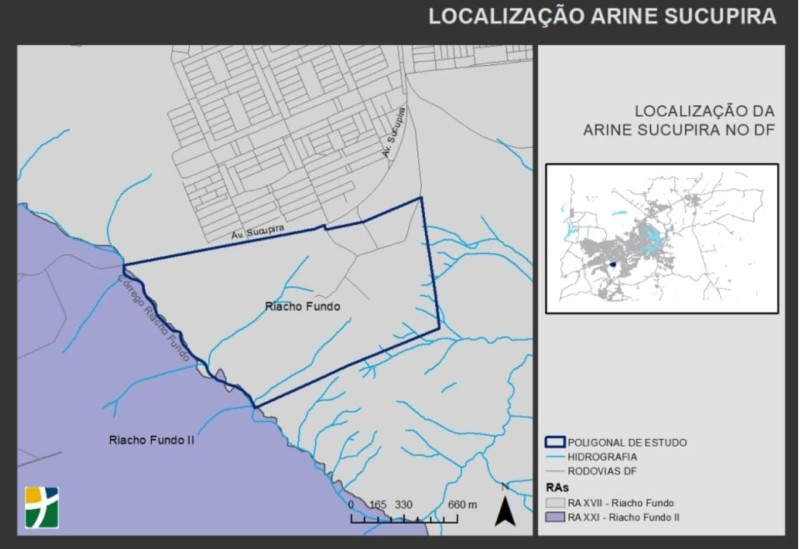 Área demarcada para a regularização | Reprodução/Terracap