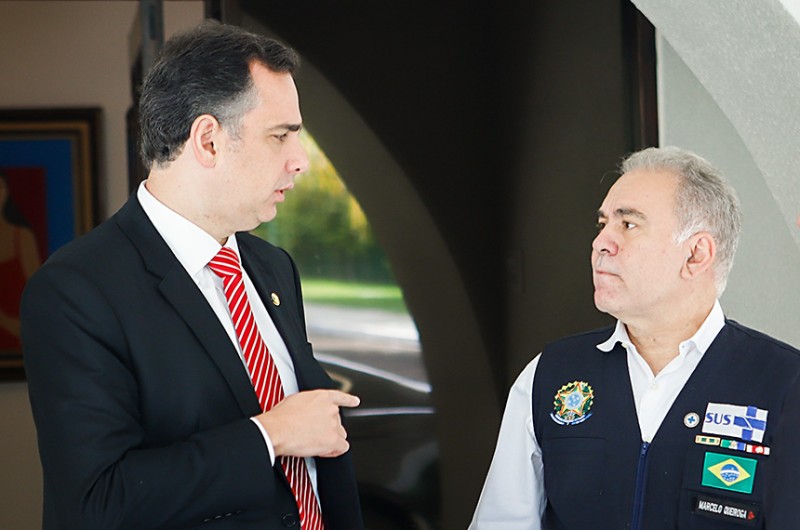 O presidente do Senado, Rodrigo Pacheco, e o ministro da Saúde, Marcelo Queiroga - Pedro Gontijo/Senado Federal